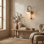 Dome Globe Travertine Arc Sconce