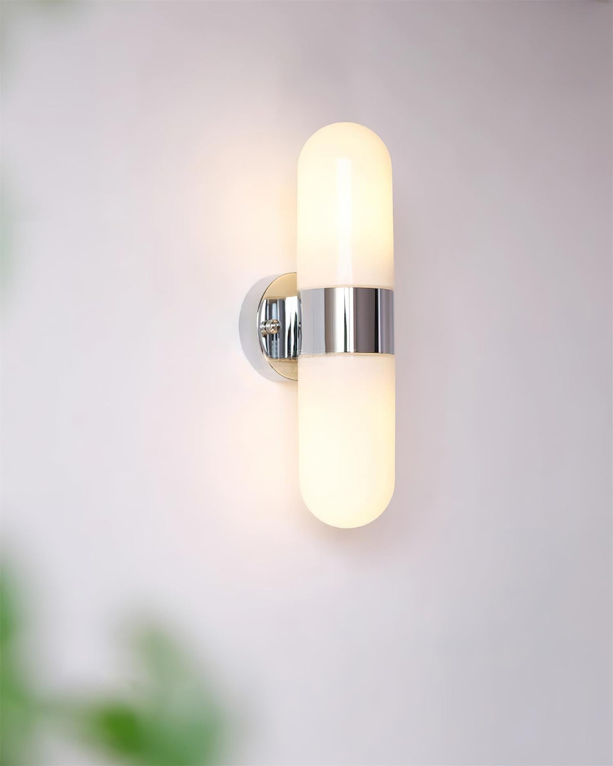 Vertical Capsule Glass Wall Sconce