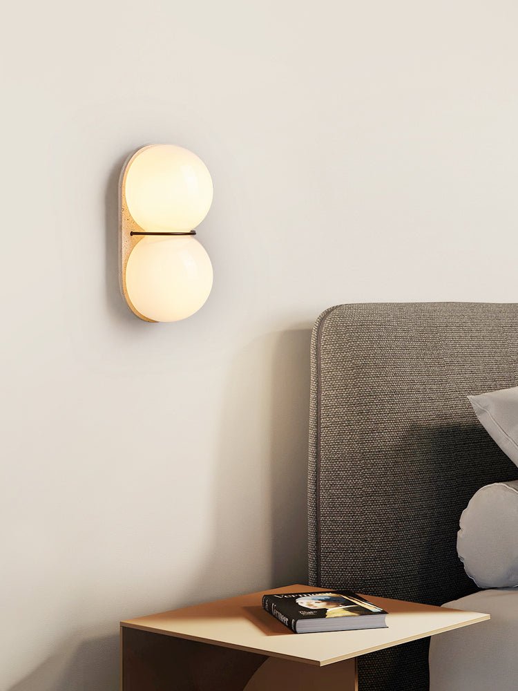 Double Globe Travertine Wall Sconce