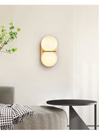 Double Globe Travertine Wall Sconce