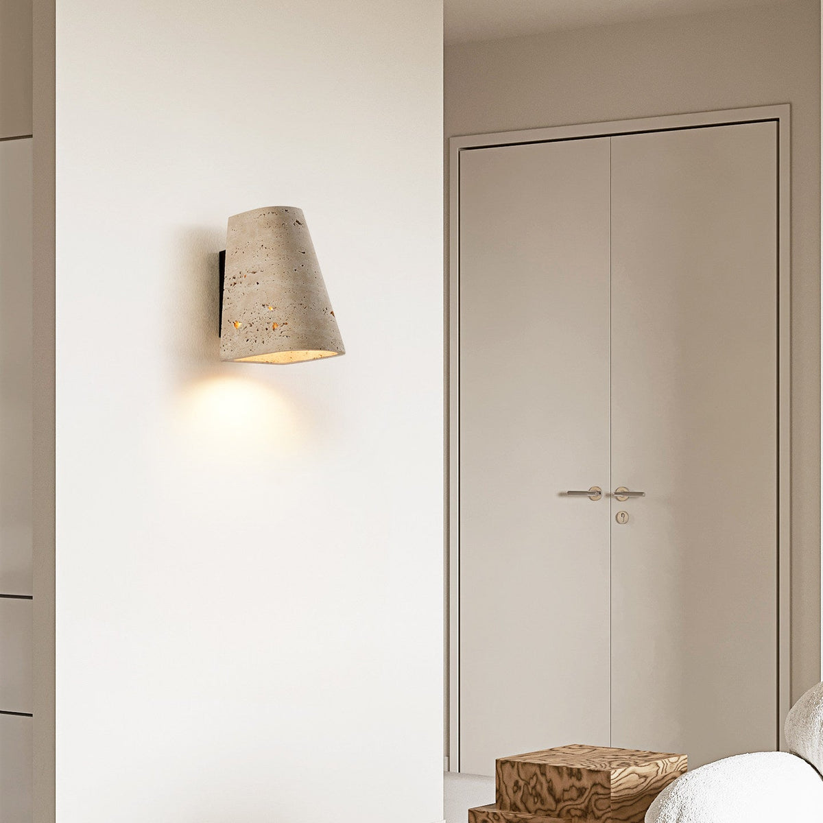 Tapered Travertine Wall Sconce