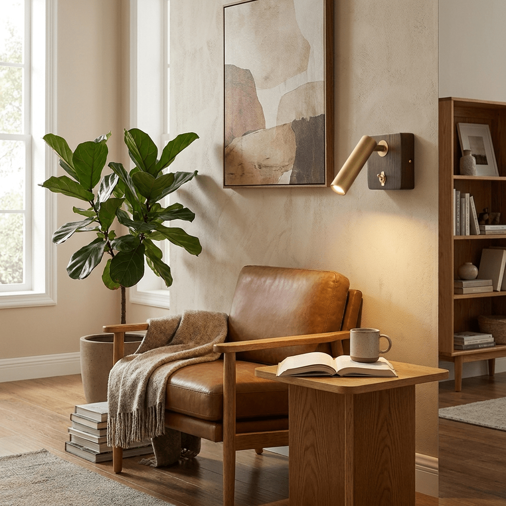Alder Wood LED Reading Wall Sconce