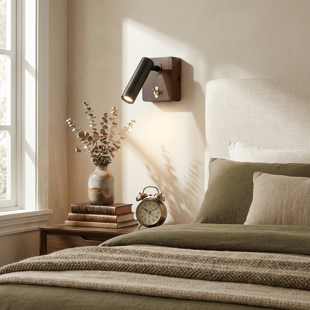 Alder Wood LED Reading Wall Sconce