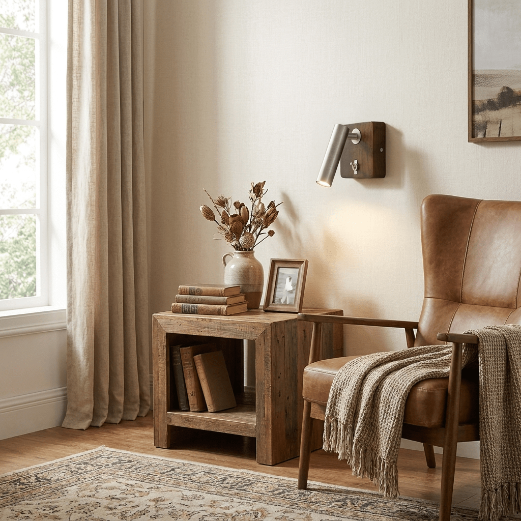 Alder Wood LED Reading Wall Sconce