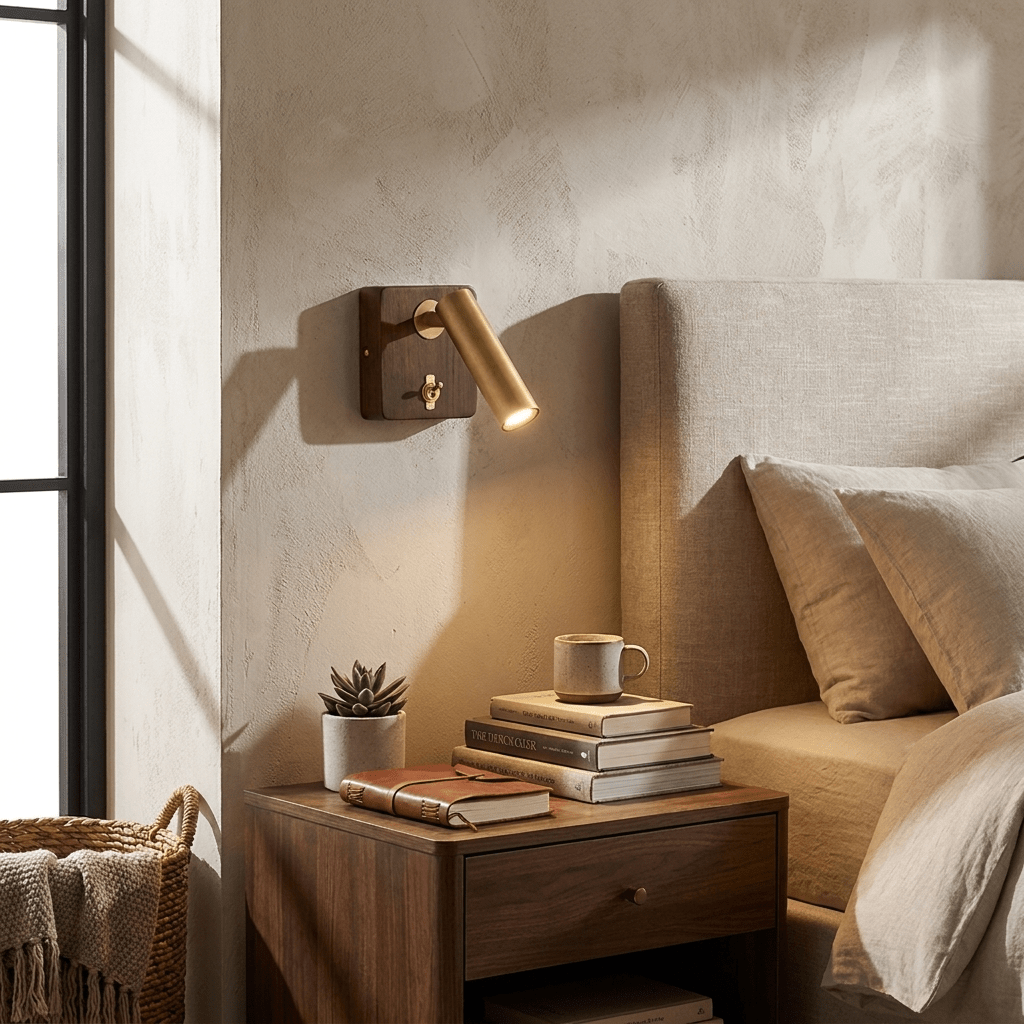 Alder Wood LED Reading Wall Sconce