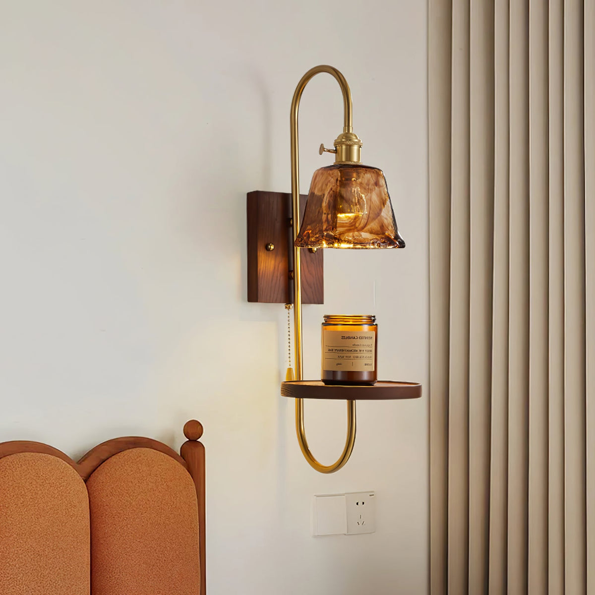 Walnut Shelf Sconce