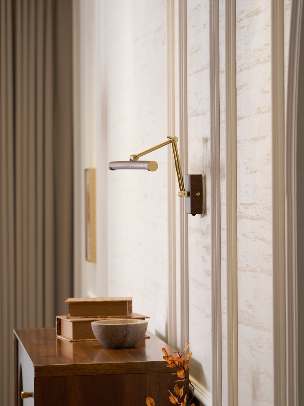 Walnut Color Linear Adjustable Wall Light