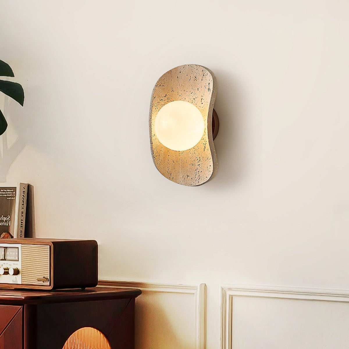 Tavian Halo Travertine Wall Lamp