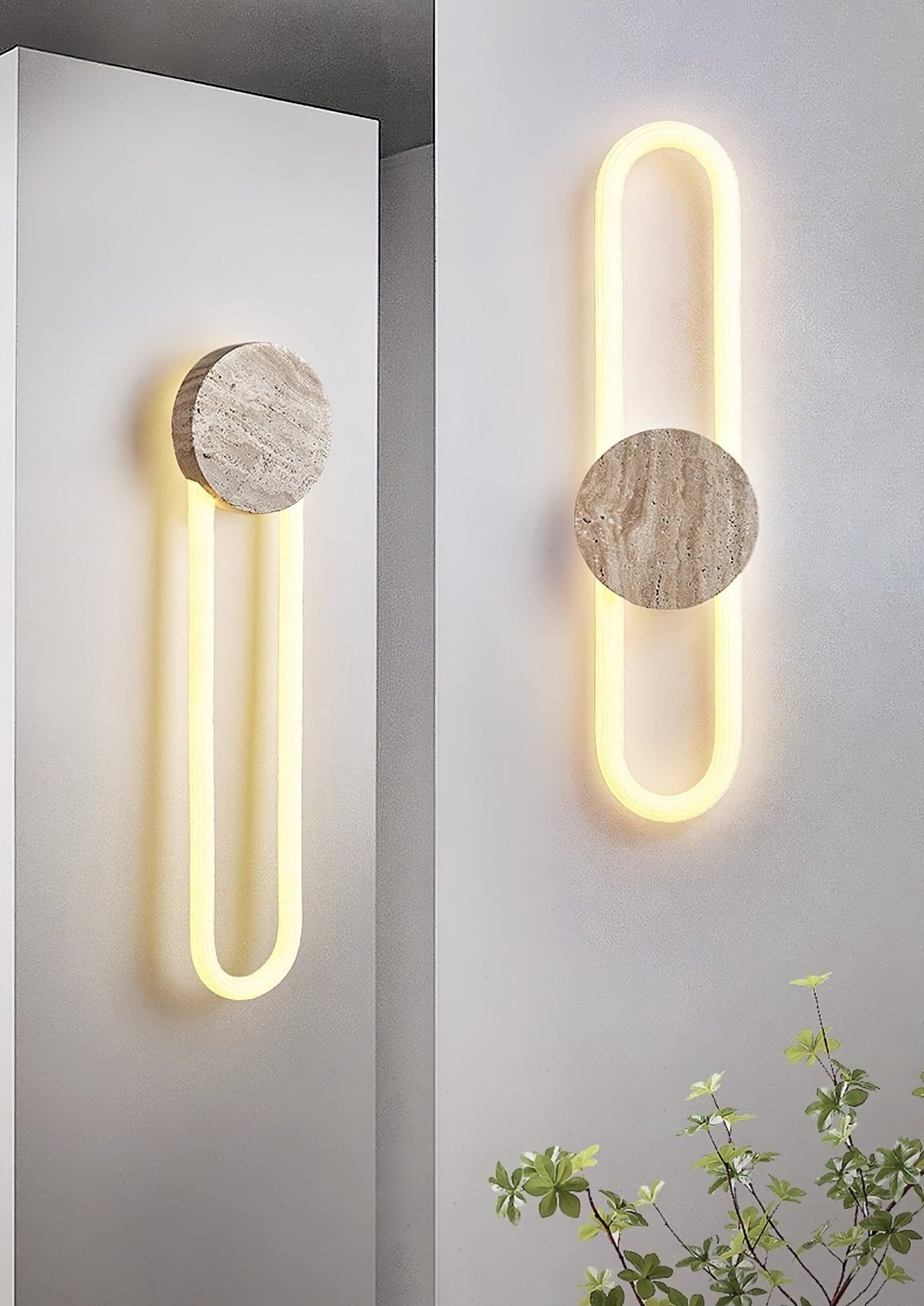 Travertine Oval Wall Lamp