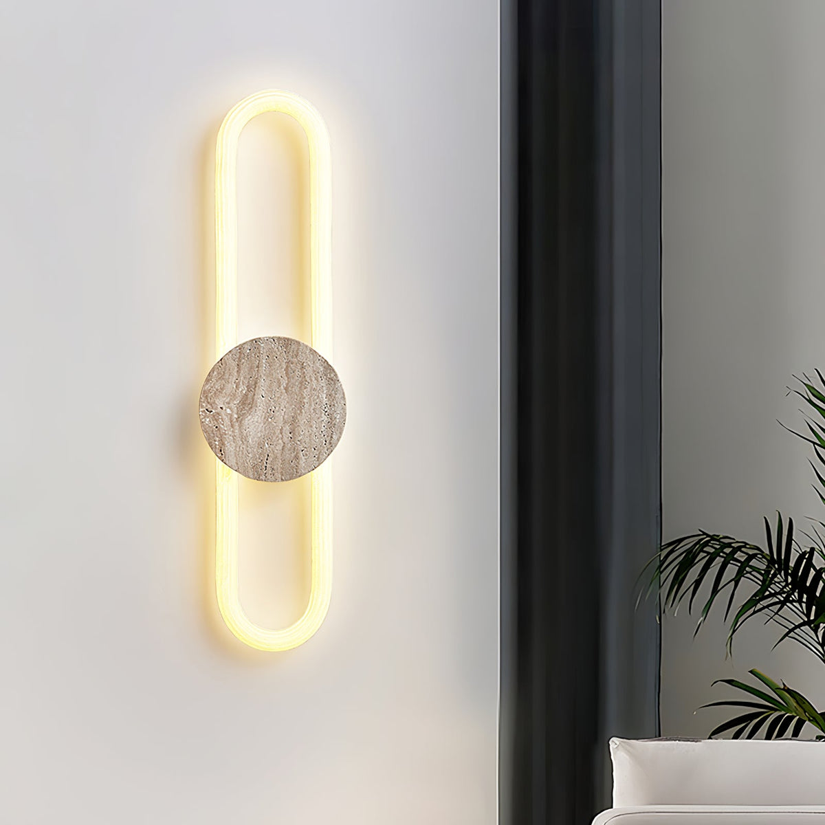Travertine Oval Wall Lamp