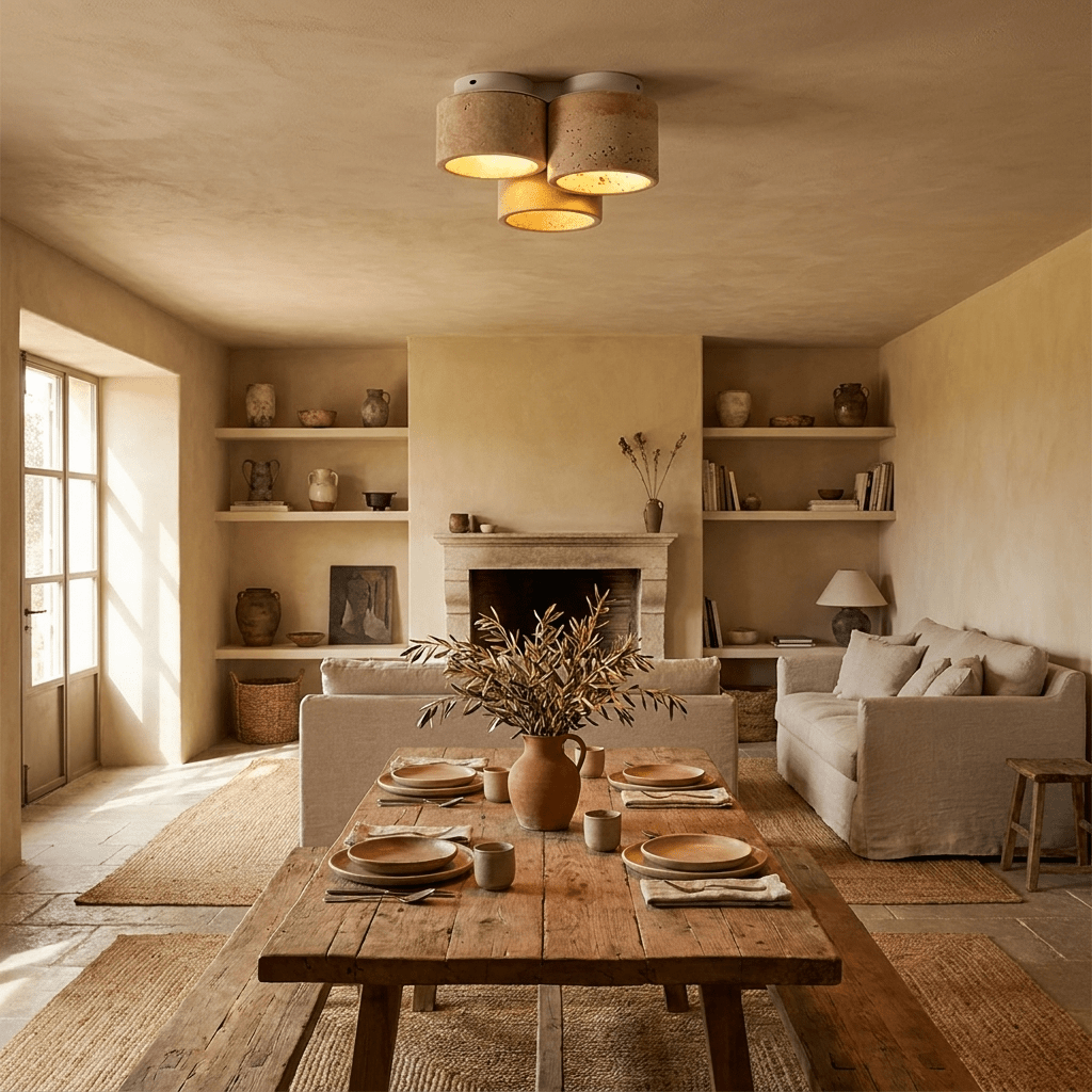 Trio Travertine Ceiling Light