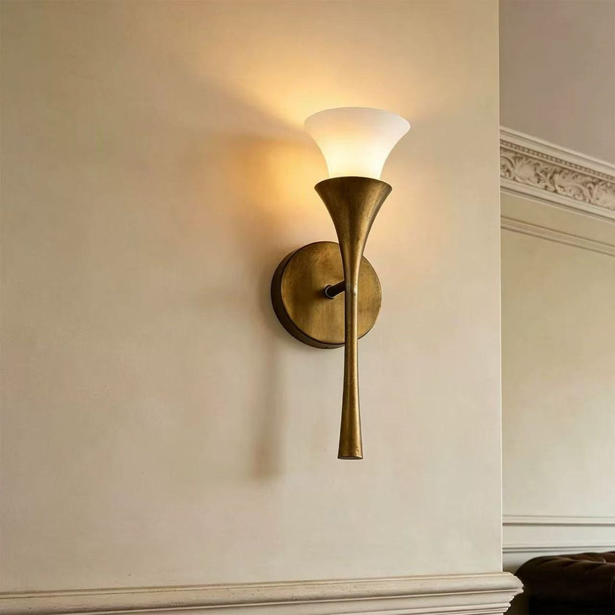 Antique Brass Double Cone Wall Sconce