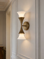 Antique Brass Double Cone Wall Sconce