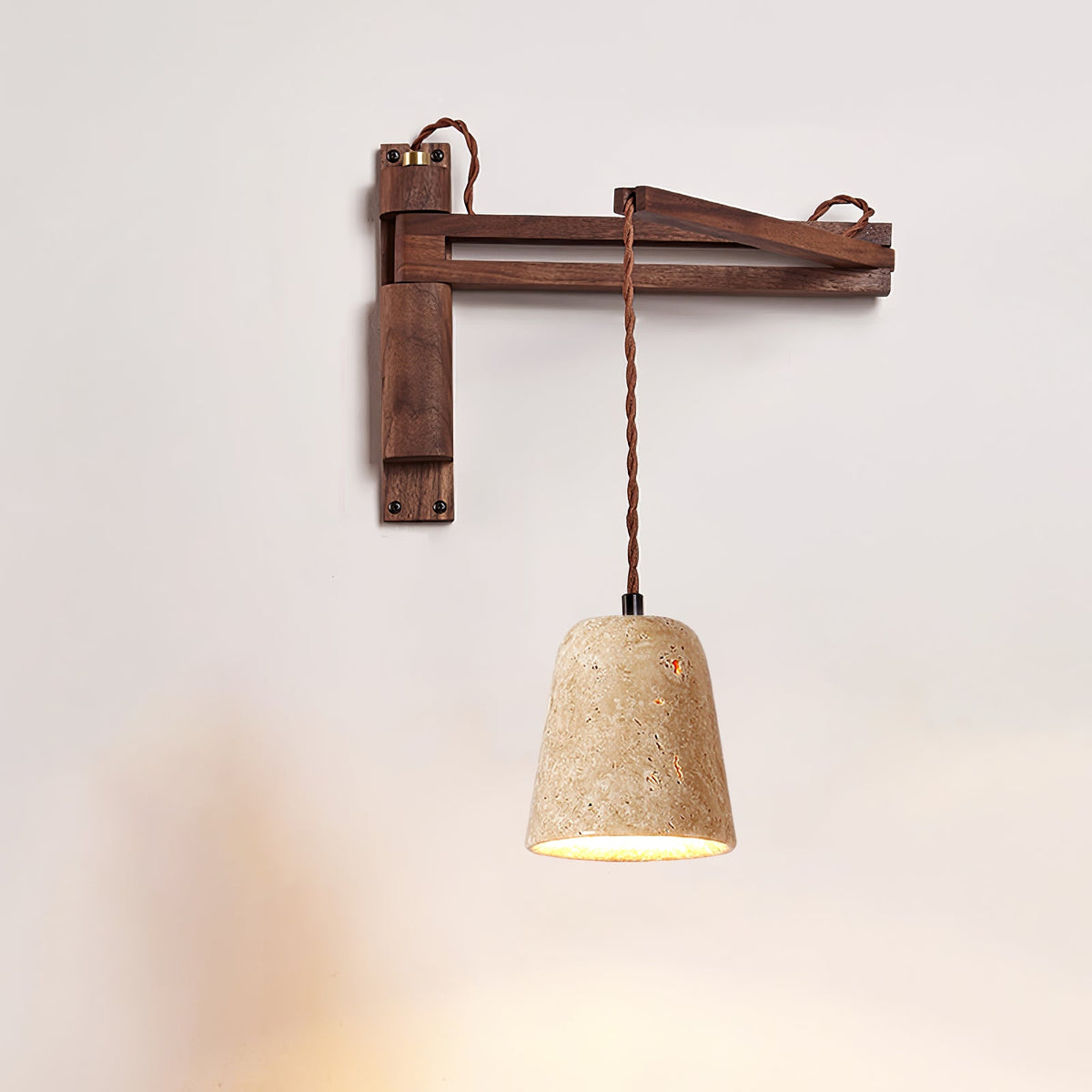 Model C ∅ 4.3″ x H 4.9″ / Yellow Travertine & Walnut Color