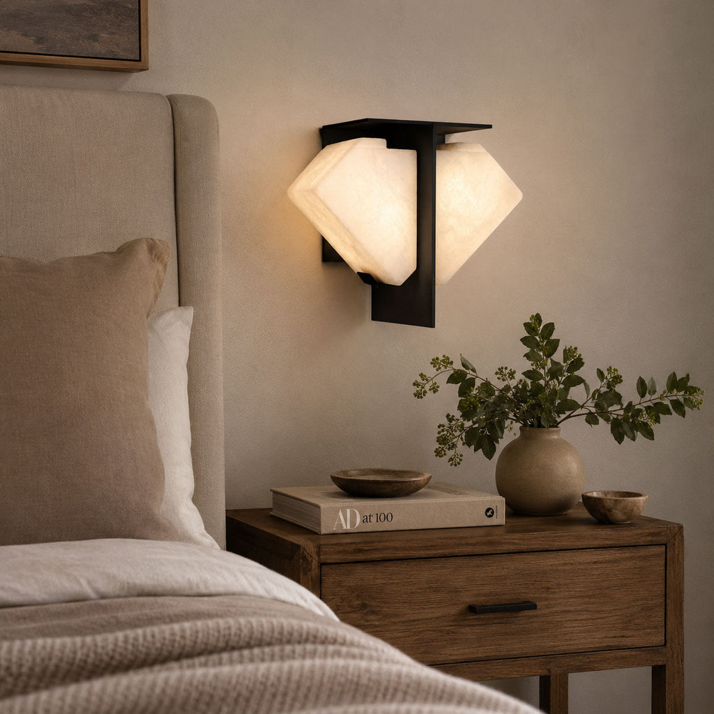 Folded Halo Alabaster Wall Sconce