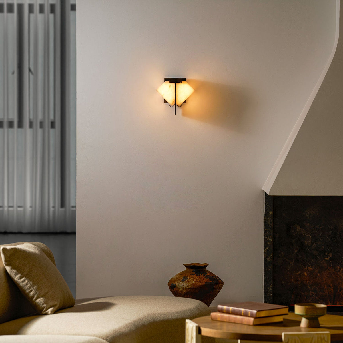 Folded Halo Alabaster Wall Sconce