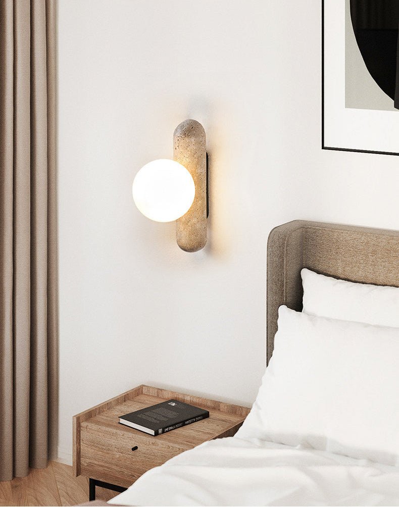 Travertine Column Globe Wall Sconce