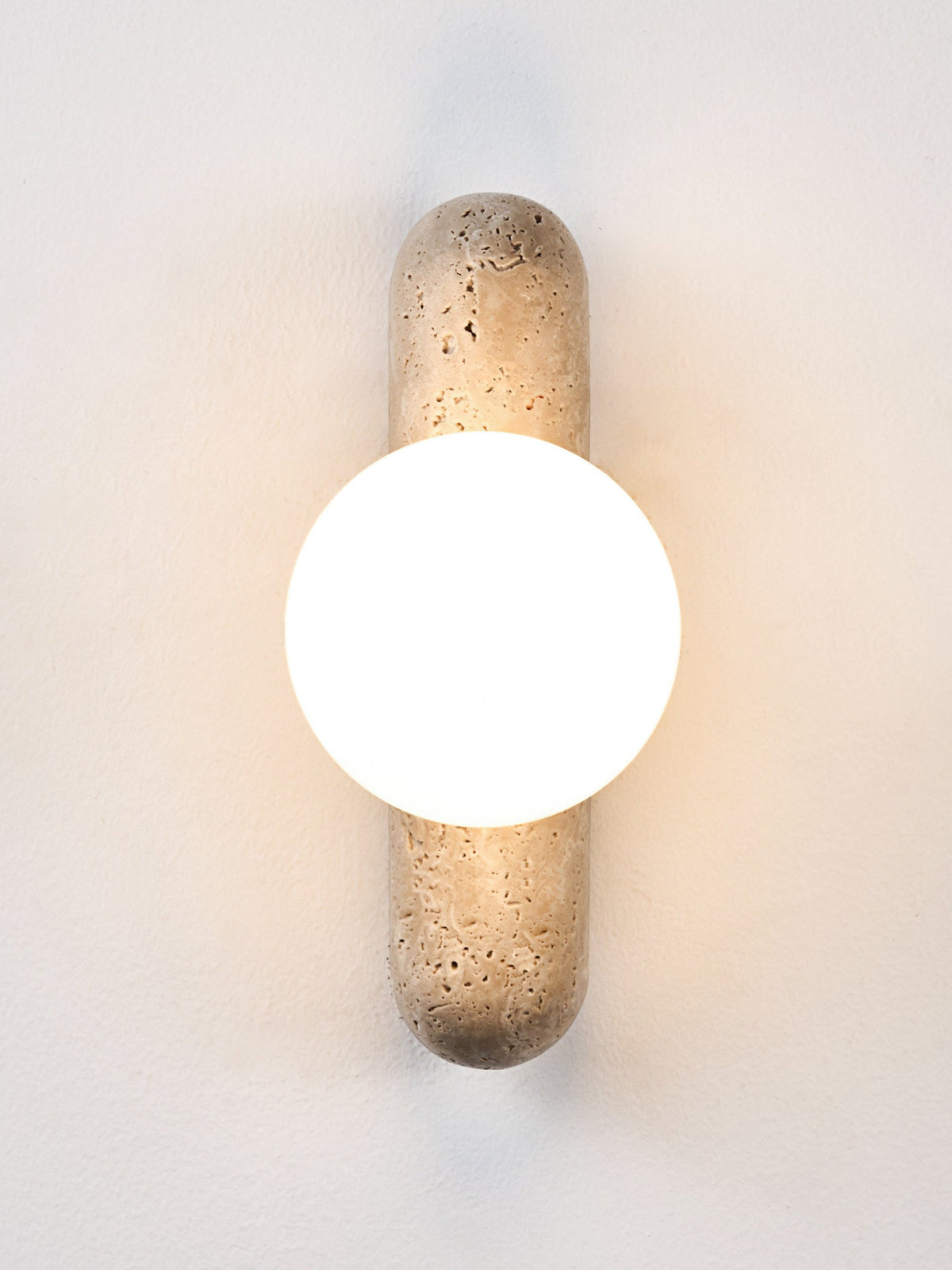 Travertine Column Globe Wall Sconce