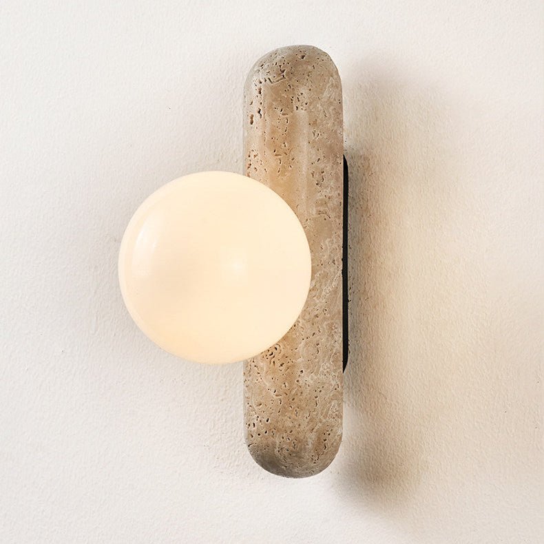 Travertine Column Globe Wall Sconce