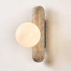 Travertine Column Globe Wall Sconce