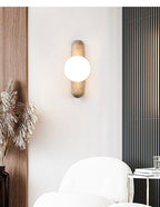 Travertine Column Globe Wall Sconce