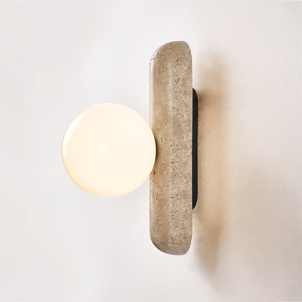 Travertine Column Globe Wall Sconce