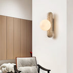 Travertine Column Globe Wall Sconce