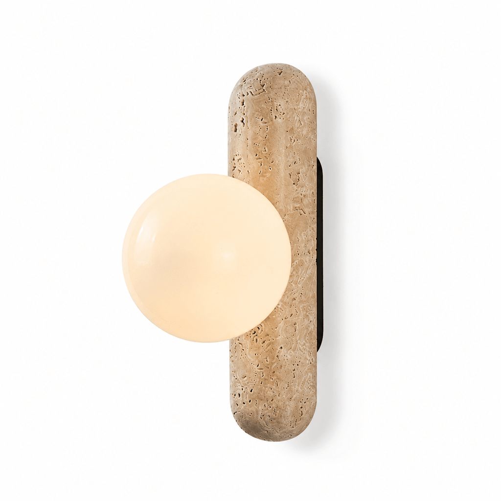 Travertine Column Globe Wall Sconce