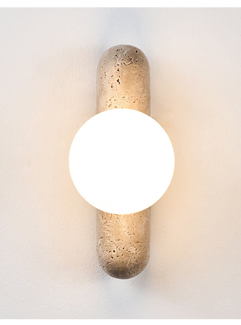Travertine Column Globe Wall Sconce