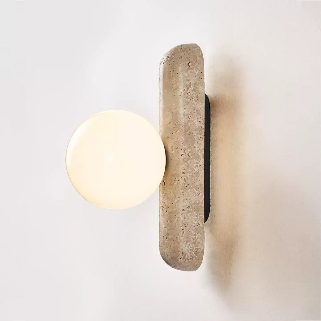Travertine Column Globe Wall Sconce
