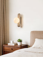 Travertine Column Globe Wall Sconce