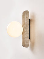 Travertine Column Globe Wall Sconce
