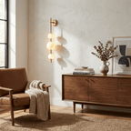 Alabaster Orb Column Wall Sconce