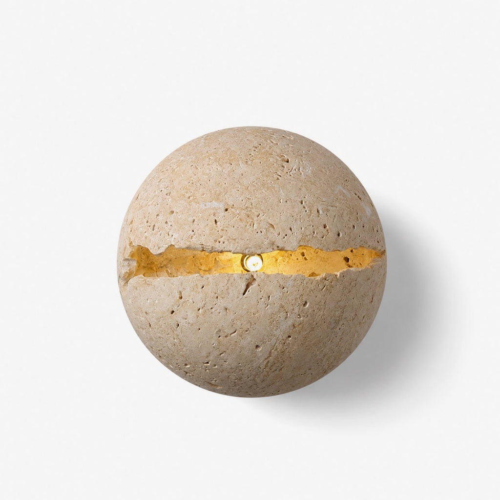 Cleft Travertine Globe Wall Sconce