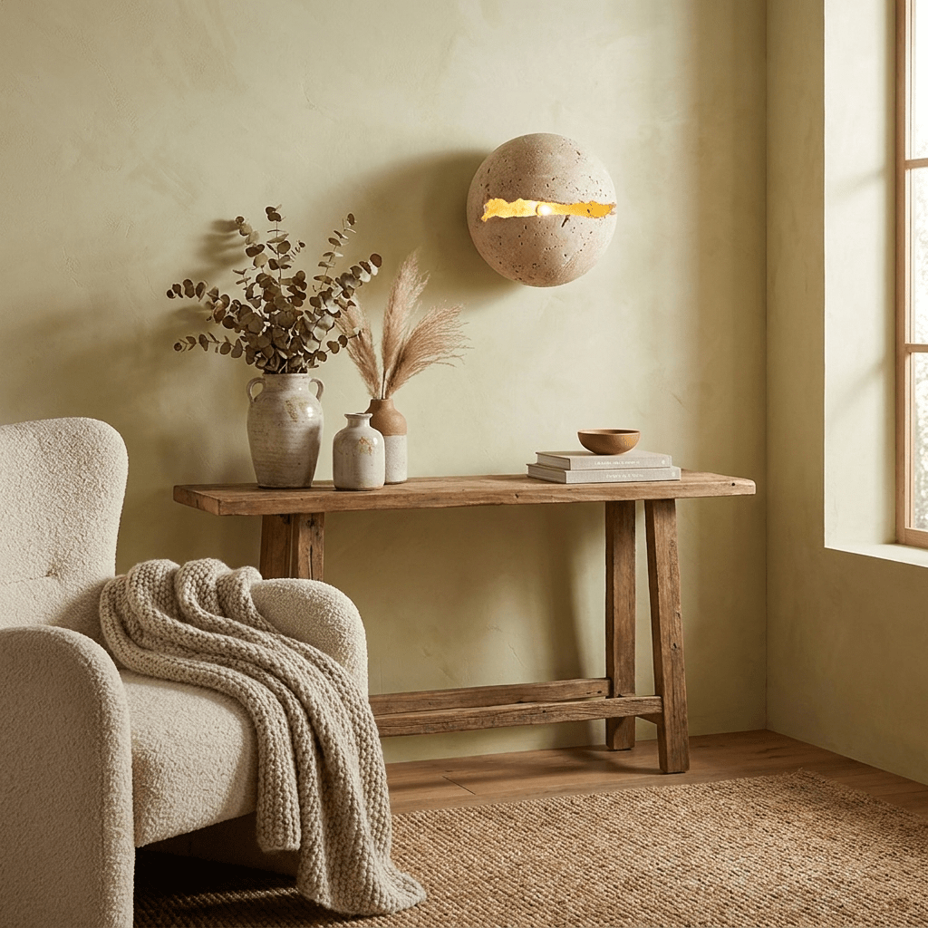 Cleft Travertine Globe Wall Sconce