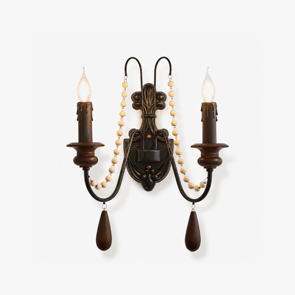 Newel Turned Wood Candle Sconce