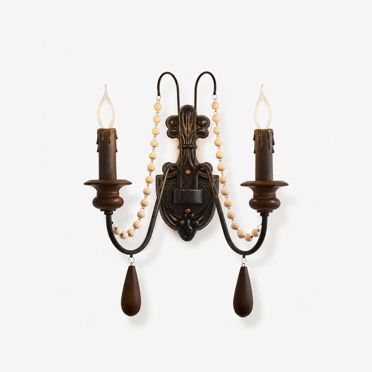 Newel Turned Wood Candle Sconce