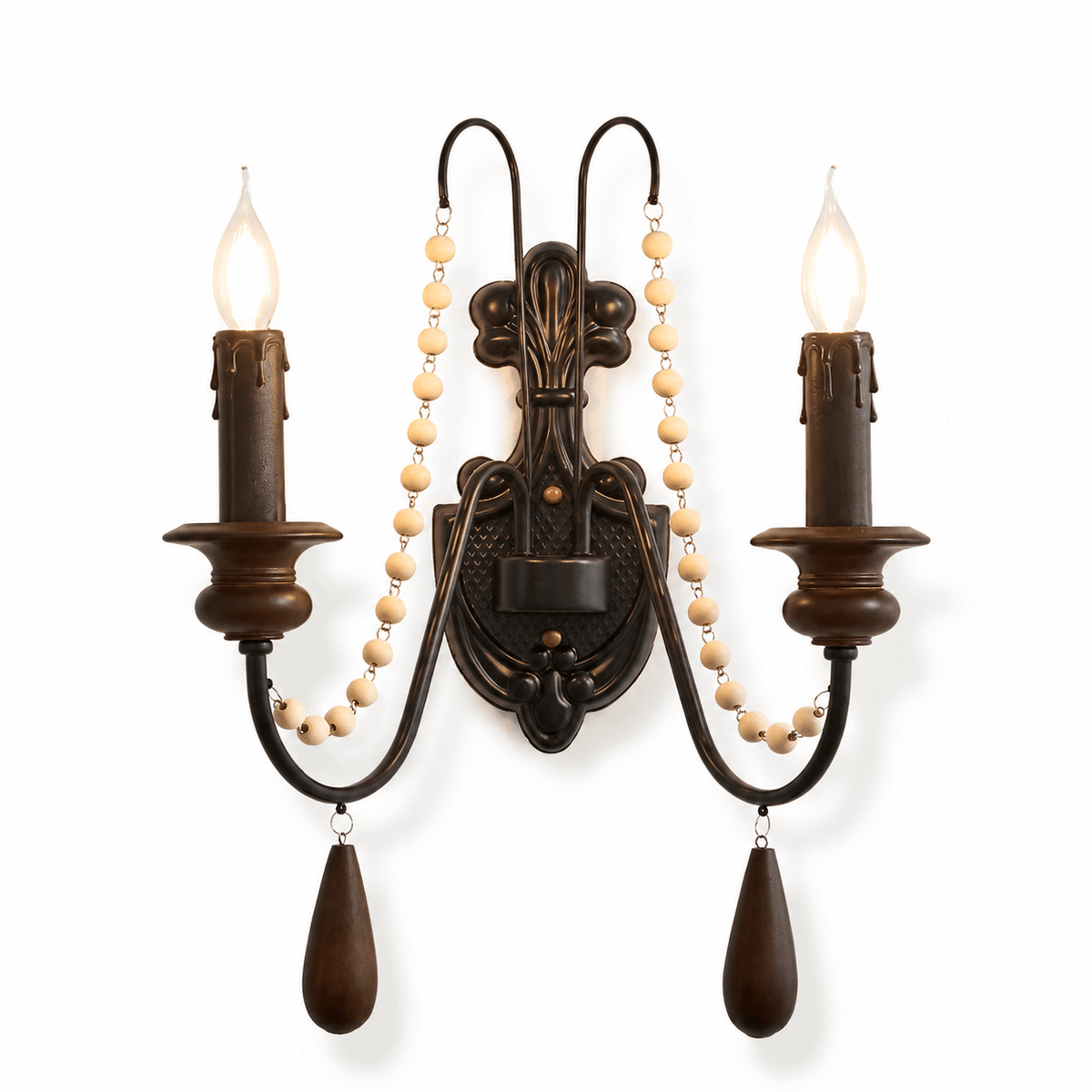 Newel Turned Wood Candle Sconce