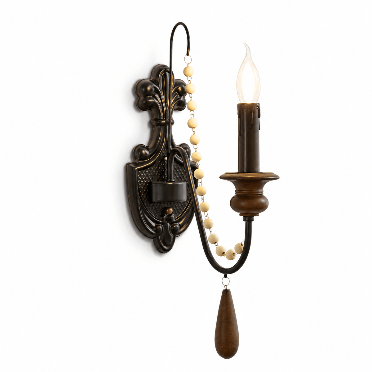 Newel Turned Wood Candle Sconce