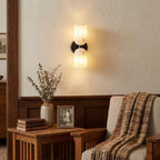 Dual Alabaster Ribbed Wall Sconce