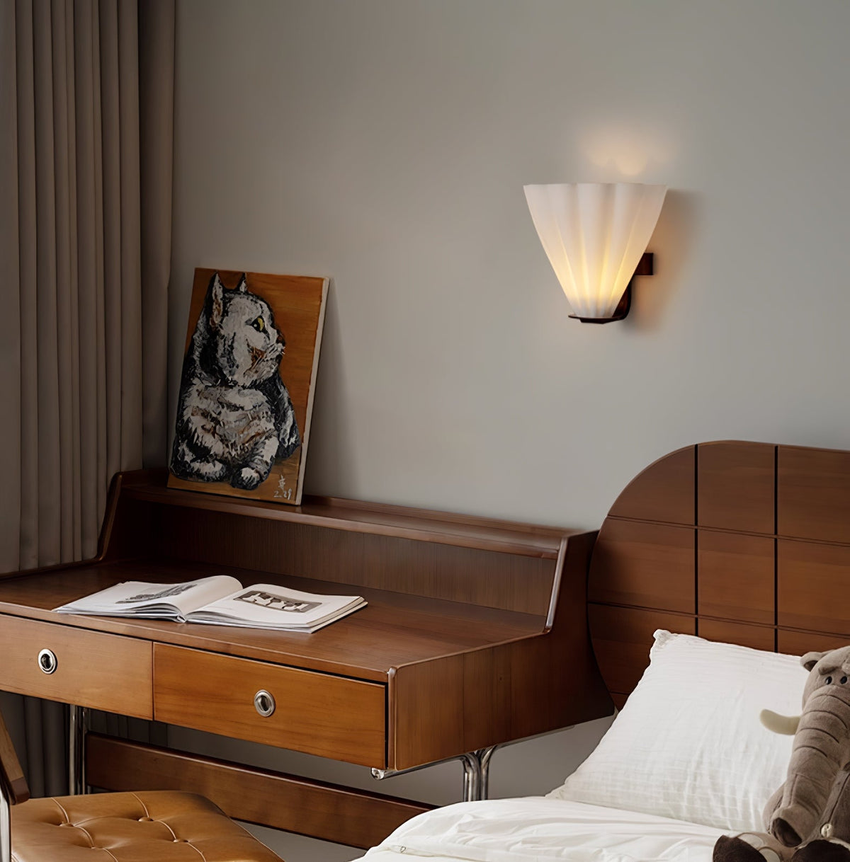 Fan Shaped Glass Wall Sconce