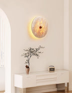 Round Travertine Disk Wall Lamp