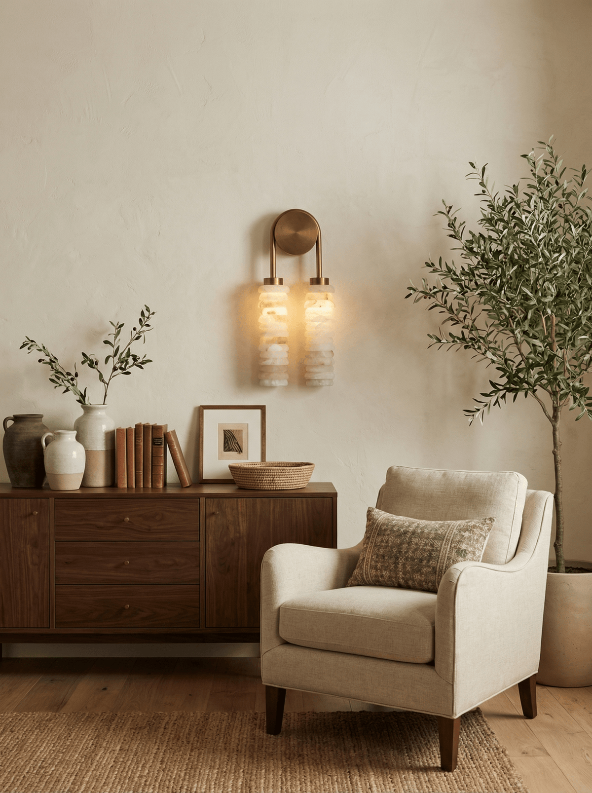 Calla Ribbed Alabaster Sconce