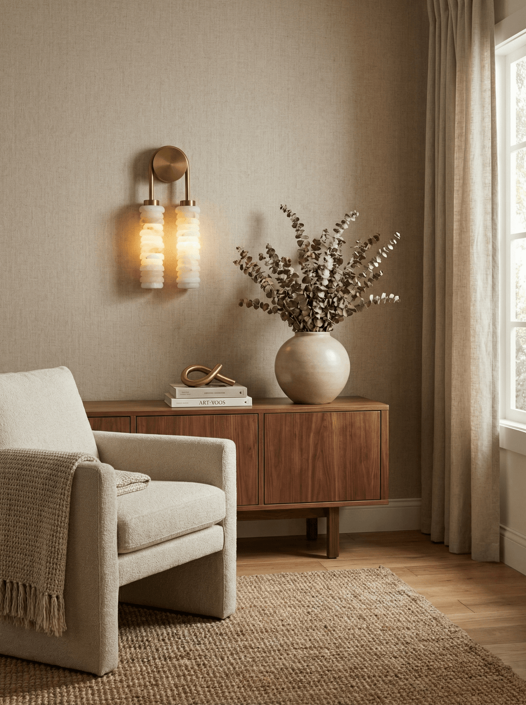 Calla Ribbed Alabaster Sconce