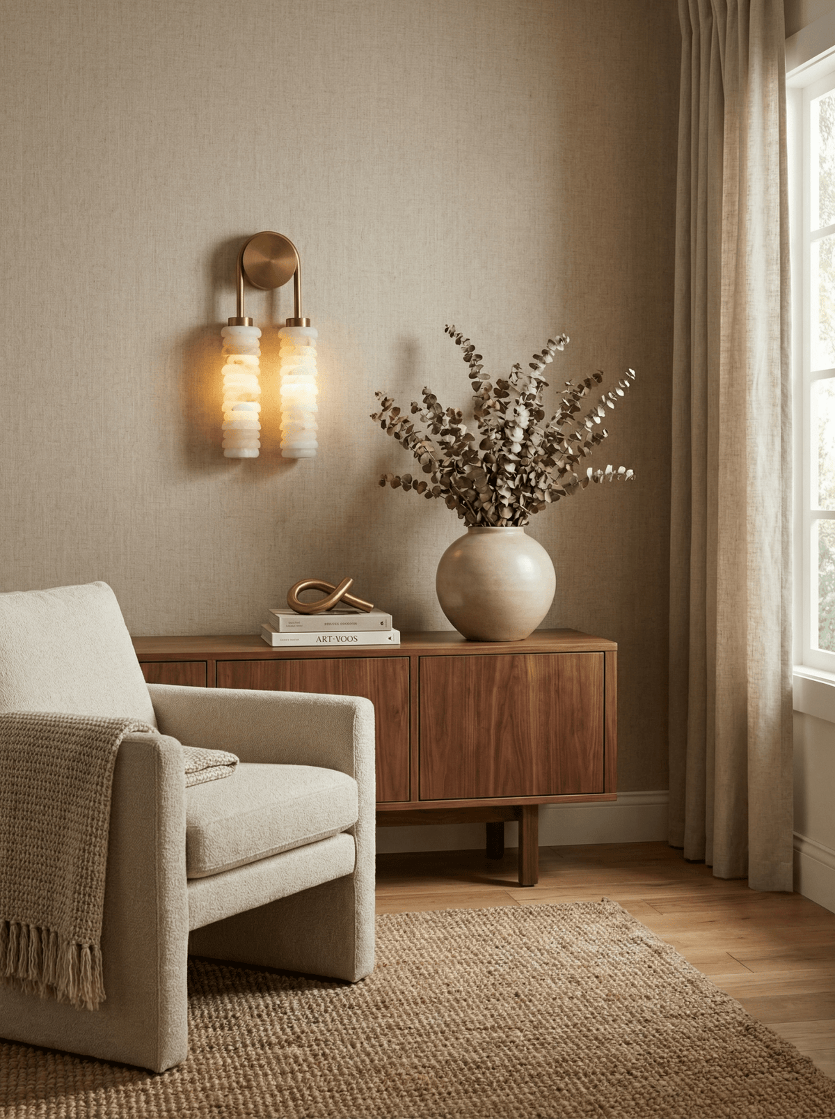 Calla Ribbed Alabaster Sconce