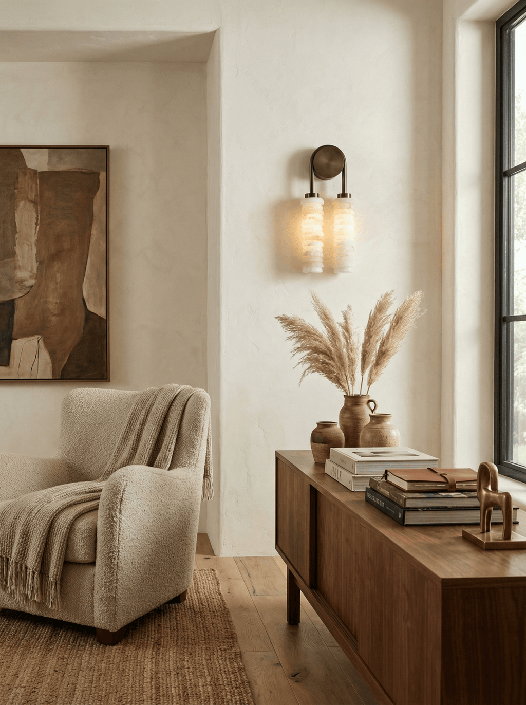 Calla Ribbed Alabaster Sconce