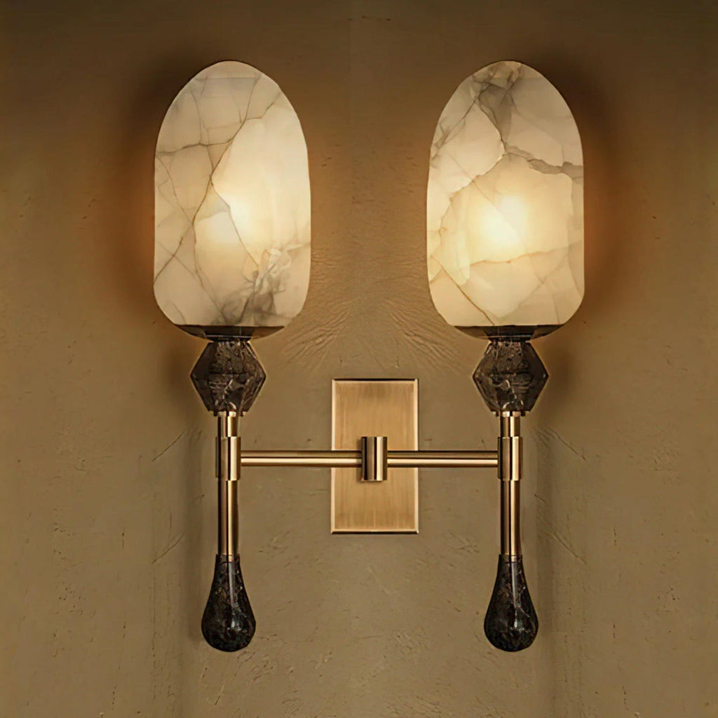 Alabaster Obelisk Double Alabaster Sconce