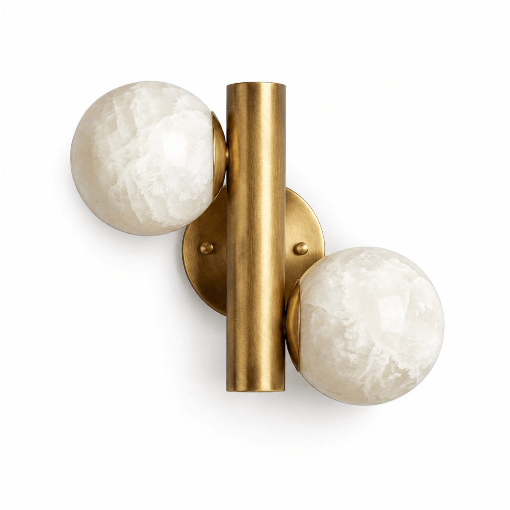 Duo Alabaster Globe Wall Sconce