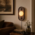 Bezel Alabaster Plug-in Wall Lamp