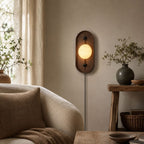 Bezel Alabaster Plug-in Wall Lamp